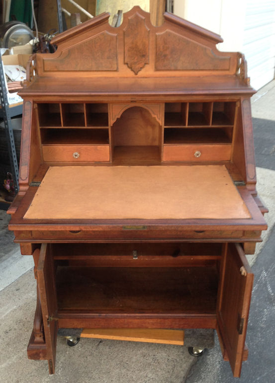 Antique Victorian Eastlake Slant Front Drop Front Desk Walnut eBay