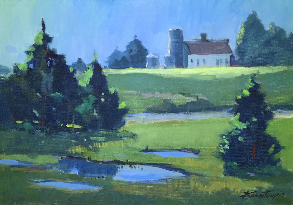 Original Painting Kountoupis Landscape Oklahoma Listed Art Farm