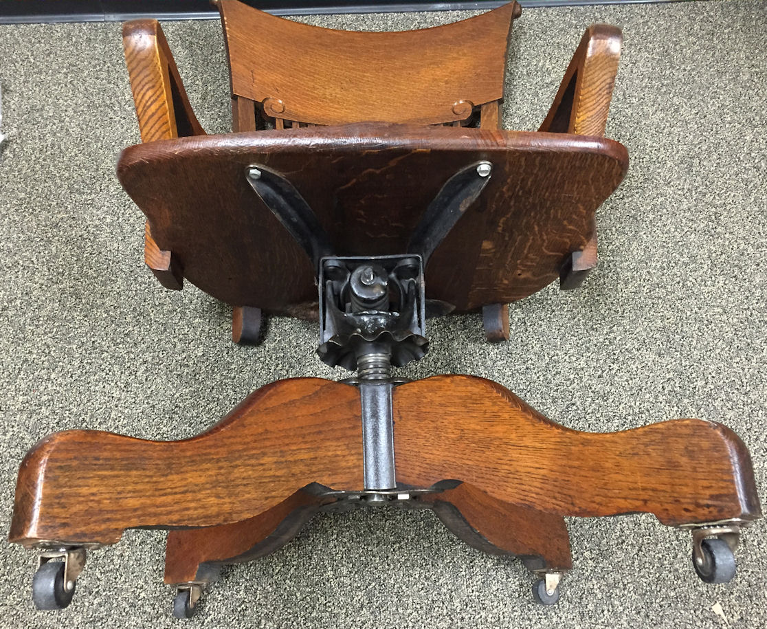 Antique Oak High Back Swivel Banker’s Lawyer’s Executive Desk Chair